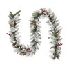 NOMA Snow Dusted Berry Pre Lit 9 Foot Flocked Christmas Holiday Garland with 162 Pine Tips and Battery Operated 35 Warm White LED Bulbs, (2 Pack) - 4 of 4