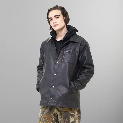 Members Only Mens Vegan Leather Coach Jacket