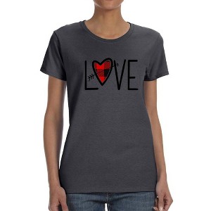 INTIMO Womens' Love Plaid Heart Arrow Crewneck Shirt Grey - 1 of 3
