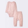 Baby Girls' 2pc Stars Wide Ribbed Long Sleeve Top & Pants Set - Cloud Island™ Pink - 2 of 4