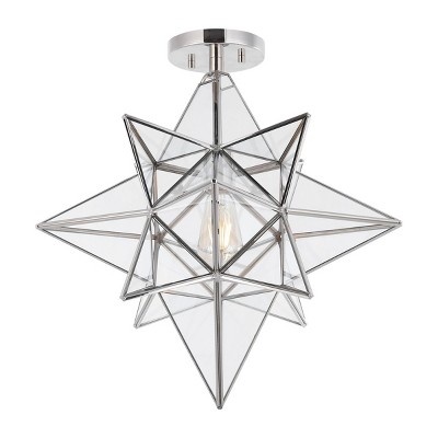 Abrielle 19" Brushed Nickel and Glass Star Flush Mount