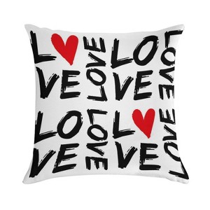 Black Red & White Love Pillow Covers 18x18 Decorative Throw Pillows Soft Square Cushion Covers for Couch Sofa Bedroom - 1 of 1
