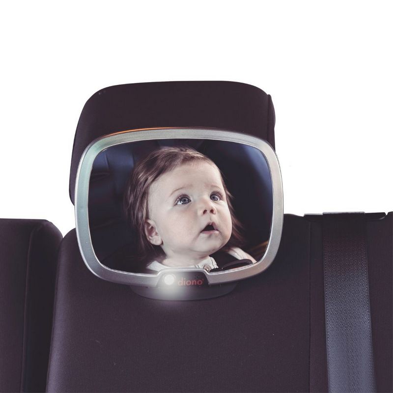 Diono Easy View Plus Baby Car Mirror with Light, For Rear Facing Infant with 360 Rotation, Silver, 3 of 11