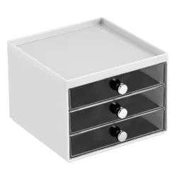 mDesign Plastic Jewelry Box, 3 Removable Storage Organizer Trays