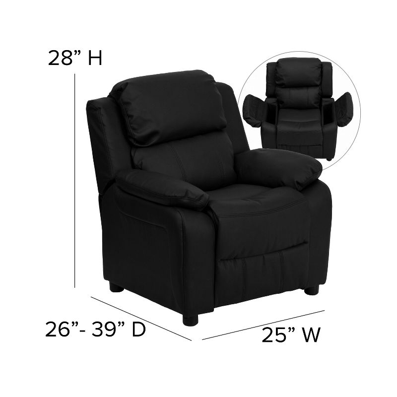 Emma and Oliver Deluxe Padded Contemporary Kids Recliner with Storage Arms, 4 of 12