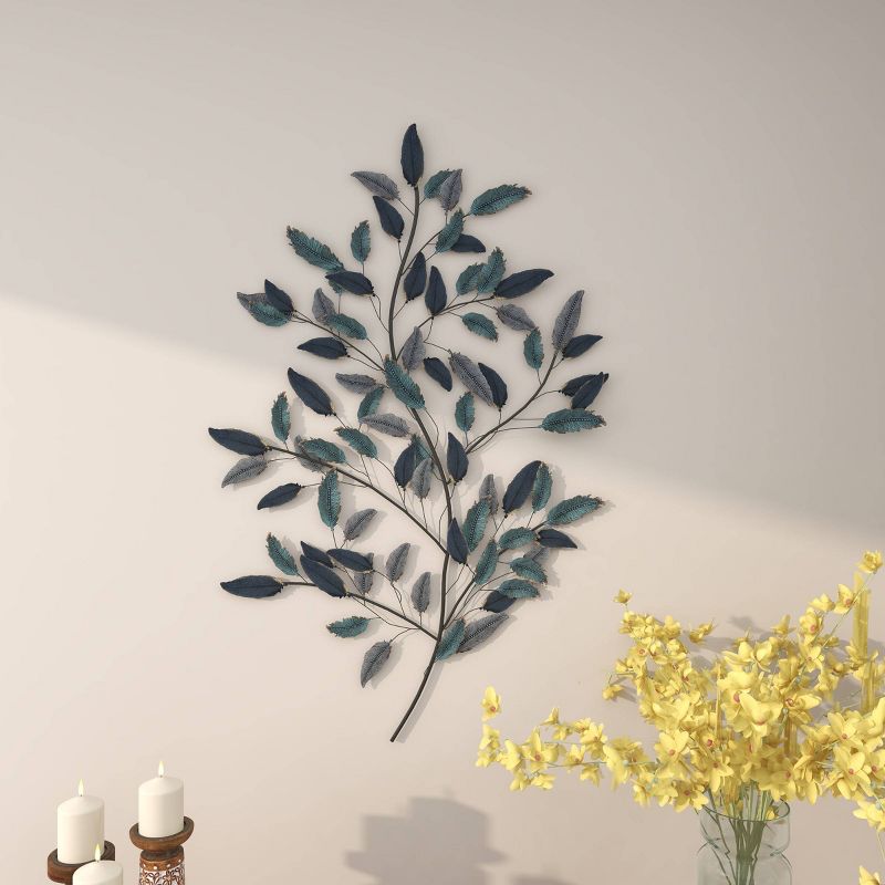 Metal Leaf Wall Decor with Gold Accent Blue - Olivia & May, 6 of 20