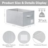 Aoibox 3 Pack Fabric Storage Baskets for Shelves Closet Organizer Bins Decorative Foldable Bin with Handles Grey - 3 of 4