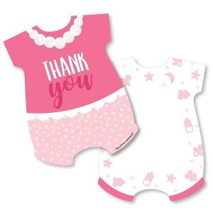 Big Dot of Happiness It's a Girl - Shaped Thank You Cards - Pink Baby Shower Thank You Note Cards with Envelopes - Set of 12 - 1 of 4