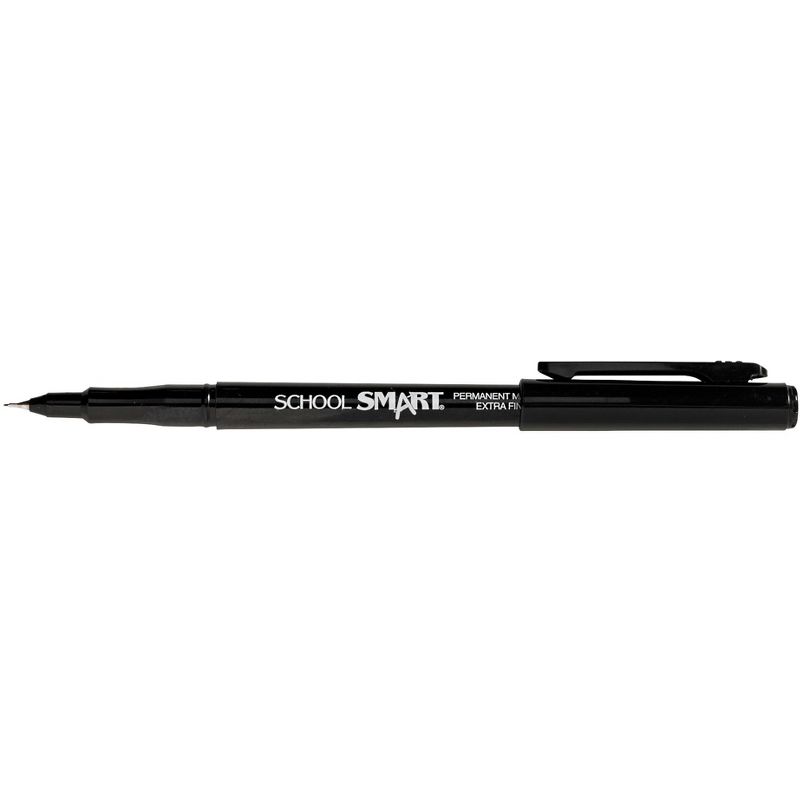 School Smart Extra Fine Tip Permanent Markers, Black, Pack of 12, 3 of 7