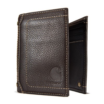 Men's Pebble Leather Trifold Wallet, Brown
