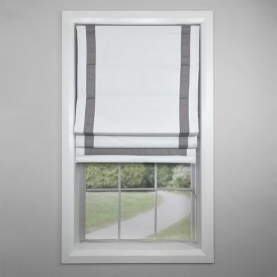 Gray and White Cordless Blackout Roman Shades for Windows 34" x 63"