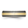 Black Bow Jewelry 6mm Titanium & 14K Gold Inlay Antiqued/Brushed Grooved Band - 3 of 4