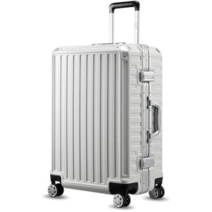 LUGGEX Zipperless Luggage with Spinner Wheels - Polycarbonate Aluminum Hard Shell Suitcase, Carry-On 20-Inch, White - 1 of 4