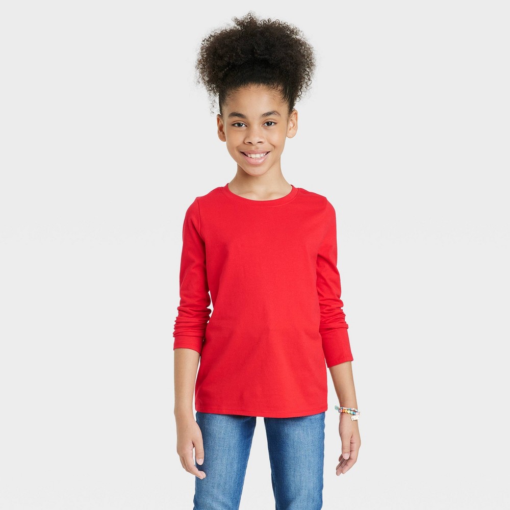 Size XL Girls' Long Sleeve T-Shirt - Cat & Jack Red XL