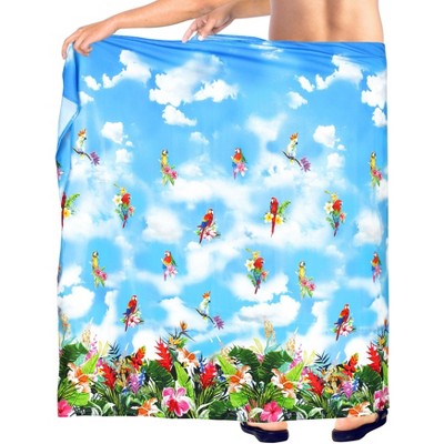HAPPY BAY Men's Pareo Swimwear Cover Up Wrap Beach Lava Lava Summer Long Vacation Sarongs Hawaiian Sarong For Men One Size Blue, Floral