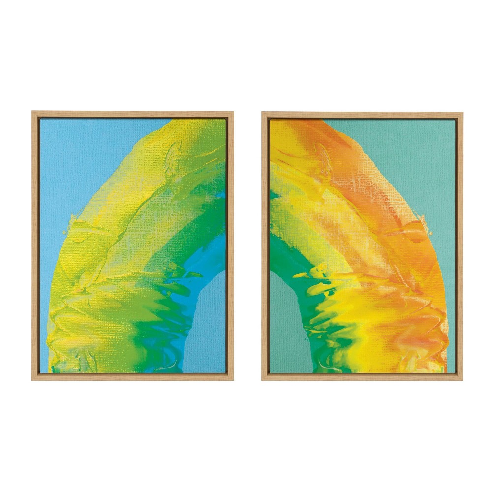 Photos - Other Decoration  18" x 24" Sylvie MP Rainbow Sorbet 1 and 2 Framed Canvas Set Natural - Kate & Laurel All Things Decor: Modern Abs(Set of 2)