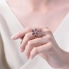 Guili Rose Gold & Black Plated Multi-Color CZ Floral Ring, a bold yet delicate beauty with elegant charm. Available in Sizes 6, 7, and 8. - 3 of 3