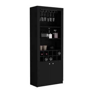 Depot E-Shop Cabinet 4-Tier, Glass Holder Stemware Rack, Wine Cabinet, Liquor Cabinet, 10 Bottle Cubbies, 4 Shelves - 1 of 4