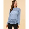 INSPIRE CHIC Women's Crochet Lace See-Through Ruffle Frill Neck Floral Elegant Blouse - 3 of 4
