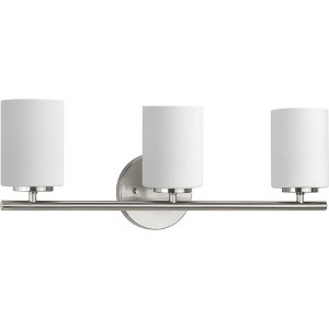 Progress Lighting Replay Collection 3-Light Bath Vanity, Brushed Nickel, Shade Included - 1 of 4
