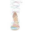 Allegra K Women's Tie Dye Lace-Up Strappy Kitten Heels Sandals - 3 of 4