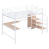 CAVINAS Full Size Bed with Desk and Metal Grid, Full Frame Bed with Lateral Storage Ladder and Wardrobe, Metal Loft, Stylish Metal, White - 4 of 4