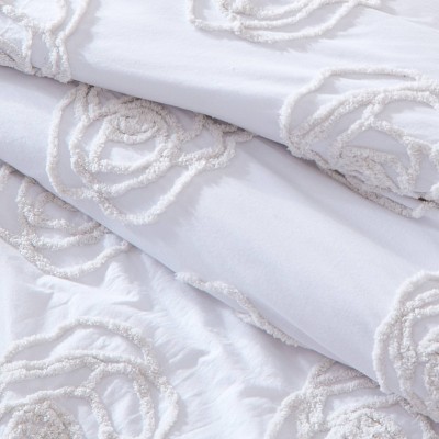 Rambling Rose Full/Queen Off-White Cotton Duvet Cover Set