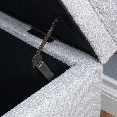 Light Gray Tufted Fabric Storage Ottoman with Engineered Wood Legs
