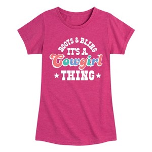 Girls' - Instant Message - It's A Cowgirl Thing Fitted Short Sleeve Graphic T-Shirt - 1 of 4
