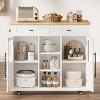 Acekool 41" Mobile Farmhouse Kitchen Island with Drop Leaf, Glass Door Cabinets, Open Shelves, 2 Drawers, Towel Bar, Black/Wood - 4 of 4