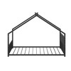 Lyngins Twin Size Bed Frame, Kids' House Bed Frame with Roof & Colorful Lights, Metal  Floor Bed Frame with Slats and Legs, Toddler Bed with Backrest - 3 of 4