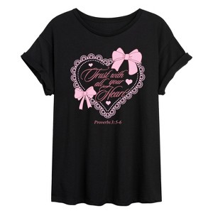 Women's - Instant Message - Trust With All Your Heart Oversized Graphic T-Shirt - 1 of 4