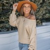 Women's Beige Knit Boatneck Long Sleeve Sweater - Cupshe - 2 of 4