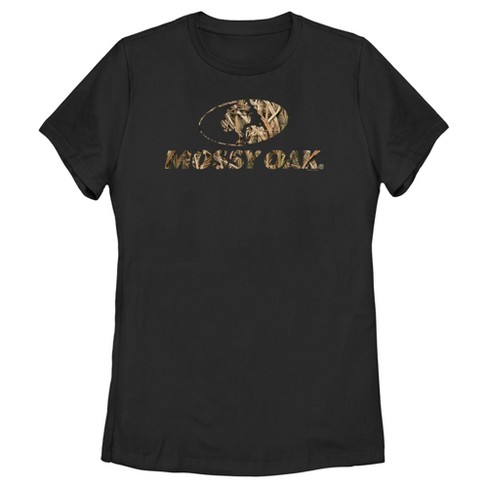 Women's Mossy Oak Grass Blades Filled Logo T-shirt - Black - Medium : Target