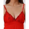 cheibear Women's Lingerie Lace Mini V Neck Strap Full Slips Nightgown - 4 of 4