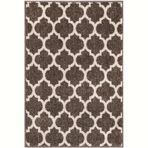 Unique Loom Checkered Outdoor Rug, Size: 2'2 x 6, Brown/Black