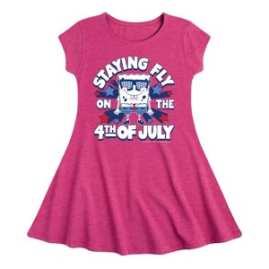 Girls' - SpongeBob SquarePants - Fly on the 4th of July Fit & Flair Cap Sleeve Dress - 1 of 2