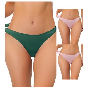 Allegra K Women's Unlined Satin Invisible Bikini Comfortable No-Show Thongs Multicolored - 1 of 4