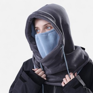 Anna-Kaci Unisex Fleece Hooded Face Cover with Drawstring Neck Warmer for Cold Weather - 1 of 4