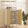 Sideboard Buffet Cabinet, Kitchen Cabinet, Coffee Bar Cabinet with 2 Rattan Doors and Adjustable Shelves, White and Natural - 4 of 4