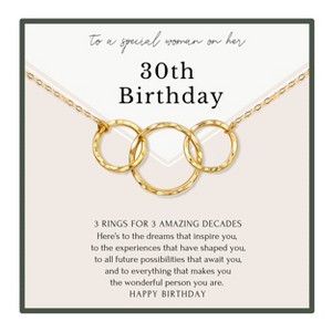 HOPE LOVE SHINE 30th Birthday Necklace 3 Ring Gold Silver 3 Decades Jewelry, 30 BD Gift for Women - 1 of 4