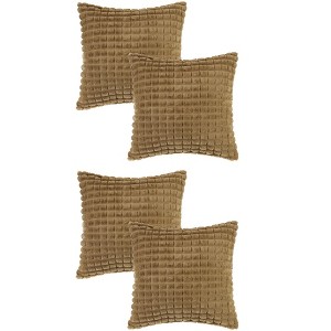 Unique Bargains Checkered Faux Fur Plush Fuzzy Soft Cozy Throw Pillow Covers 4 Pcs - 1 of 4