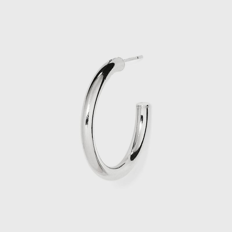 Sterling Silver Medium Tube Hoop Earrings - A New Day&#8482; Silver, 2 of 3