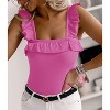 Imily Bela Women's Square Neck Knitted Camisole with Ruffle Strap Cute Sleeveless Blouse - 2 of 4