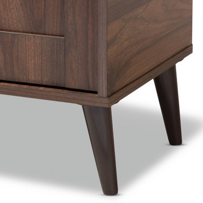 Walnut Brown 2-Door Wood Entryway Shoe Storage Cabinet