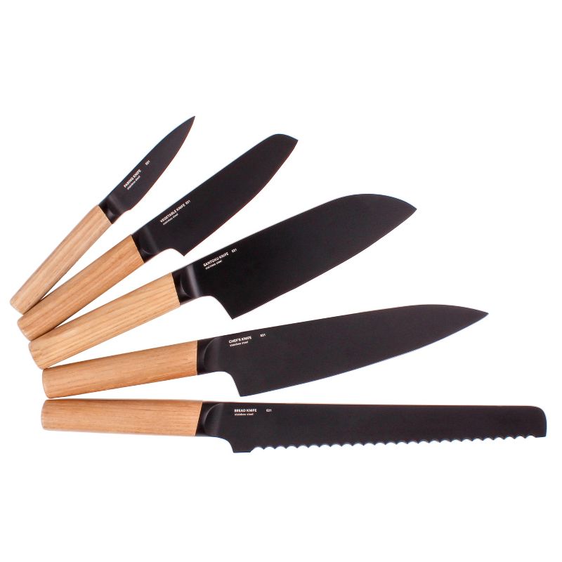 BergHOFF Ron 6Pc Knife Block Set, Natural Wood Handle, Brown, 3 of 11