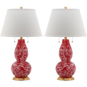Color Swirls Glass Table Lamp Set - Safavieh , Red/White
