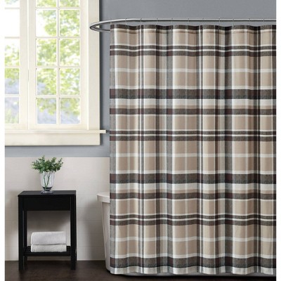 Paulette Plaid Shower Curtain Taupe - Truly Soft