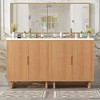 Gulches 60 Inches 1 Sink Freestanding Natural Bath Vanity with White Ceramic Top 4 Soft Close Doors Solid Wood Legs - 2 of 4