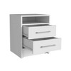 Gulches Cartiz 2-Drawer Nightstand, White Particle Board Bedside Table with Metallic Handles & Semi-Open Shelf - 2 of 4